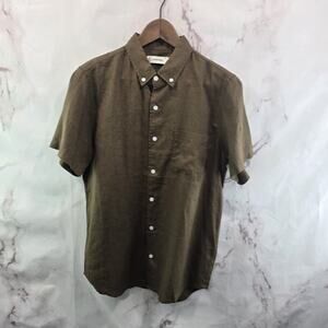 Everlane Shirt Mens Brown Linen Short Sleeve Button Down Chocolate